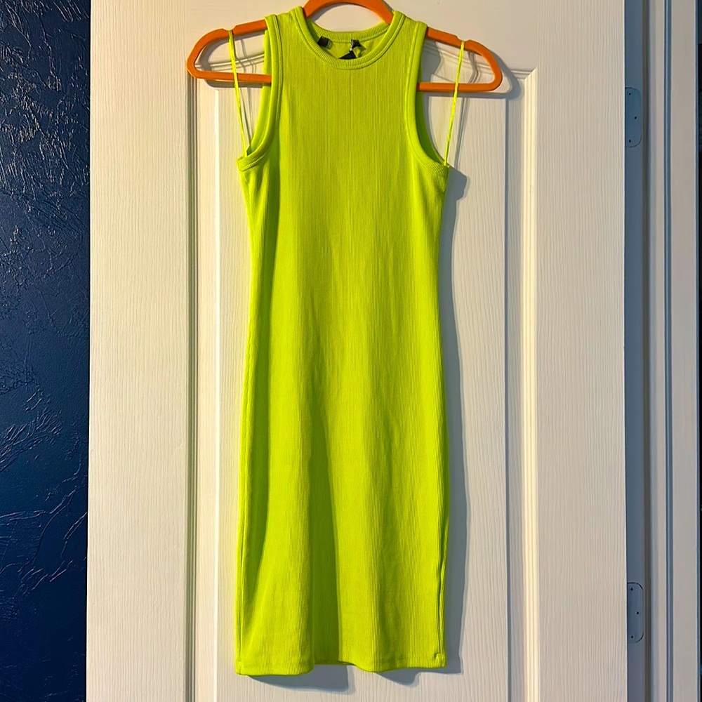 Ribbed neon stretchy dress